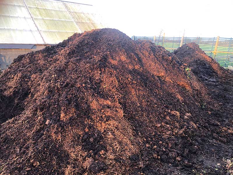 large pile of cow manure compost